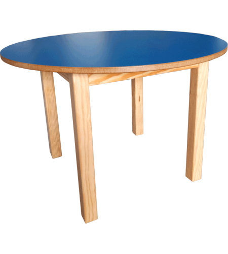 MESA CIRCULAR - ESTRUTURA MADEIRA 100 cm (diâmetro) - COLORIDA